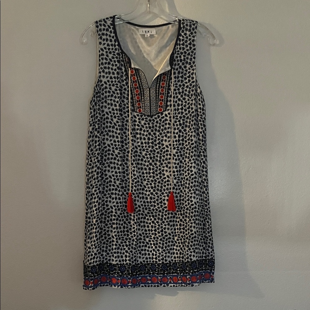 THML Black and White Mini Dress with Red Details